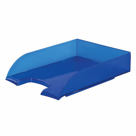 Лоток горизонтальный для бумаг BRAUBERG "Office style", 320х245х65 мм, тонированный синий - фото 1 - id-p116488903