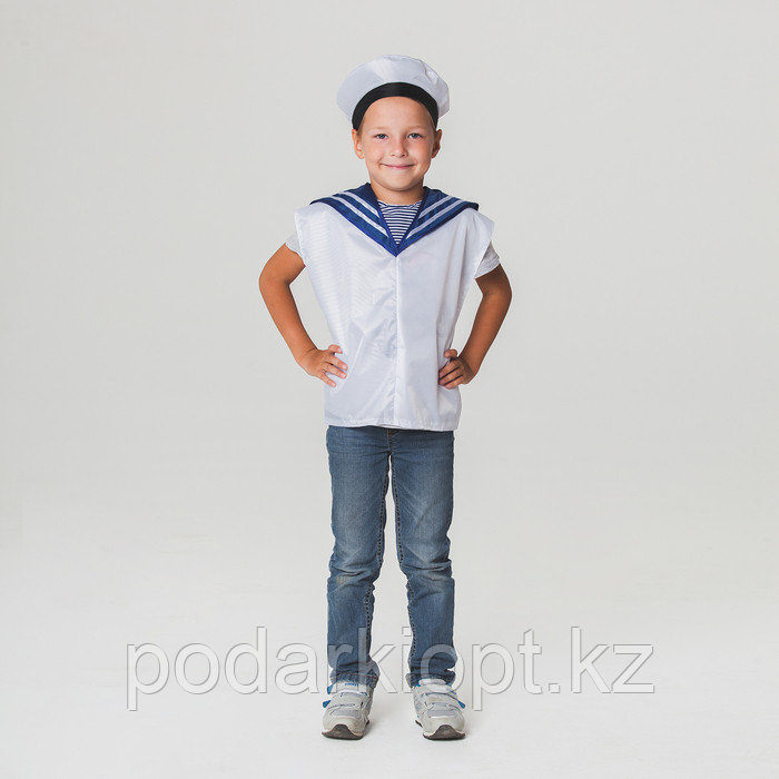 Детский карнавальный набор «Моряк», жилет, бескозырка, 4-6 лет, рост 110-122 см - фото 1 - id-p116492570