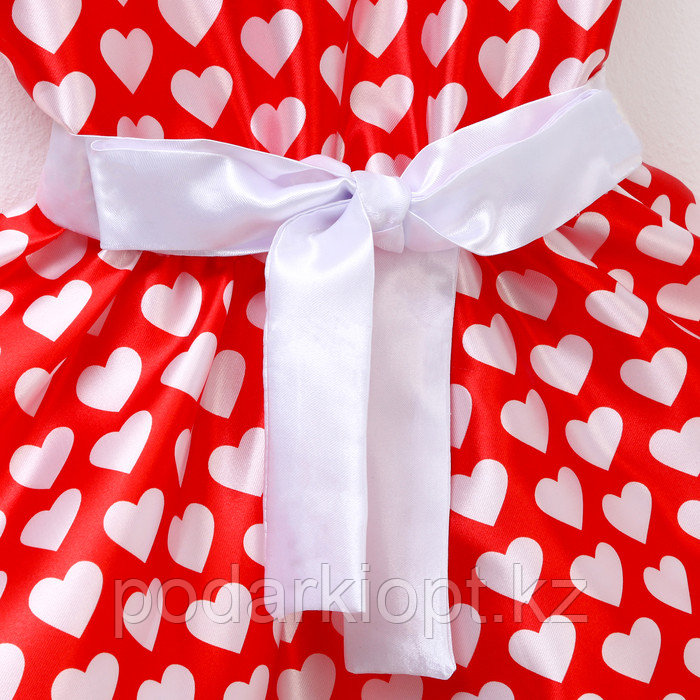 Карнавальный костюм «Стиляги» платье красное с белыми сердцами, повязка р-р 34 рост 134 см - фото 3 - id-p116492771