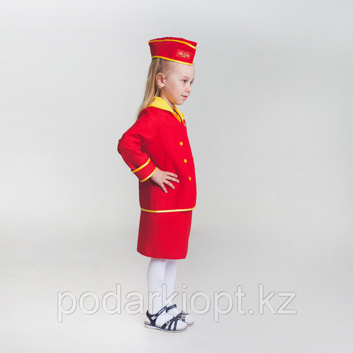 Детский карнавальный костюм "Стюардесса", юбка, пилотка, пиджак, 4-6 лет, рост 110-122 см - фото 2 - id-p116492579