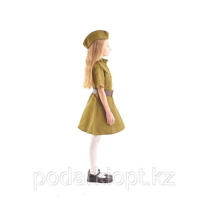 Платье военное для девочки, пилотка, ремень, 3-5 лет рост 104-116 см - фото 2 - id-p116492732