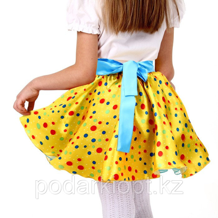 Карнавальный набор «Стиляги 7», юбка жёлтая в мелкий цветной горох, пояс, повязка, рост 134-140 см - фото 2 - id-p116492739