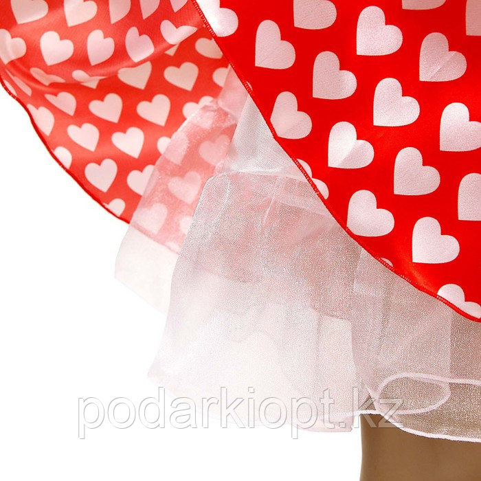Карнавальный набор «Стиляги 3», юбка красная с белыми сердцами, пояс, повязка, рост 134-140 см - фото 3 - id-p116492740