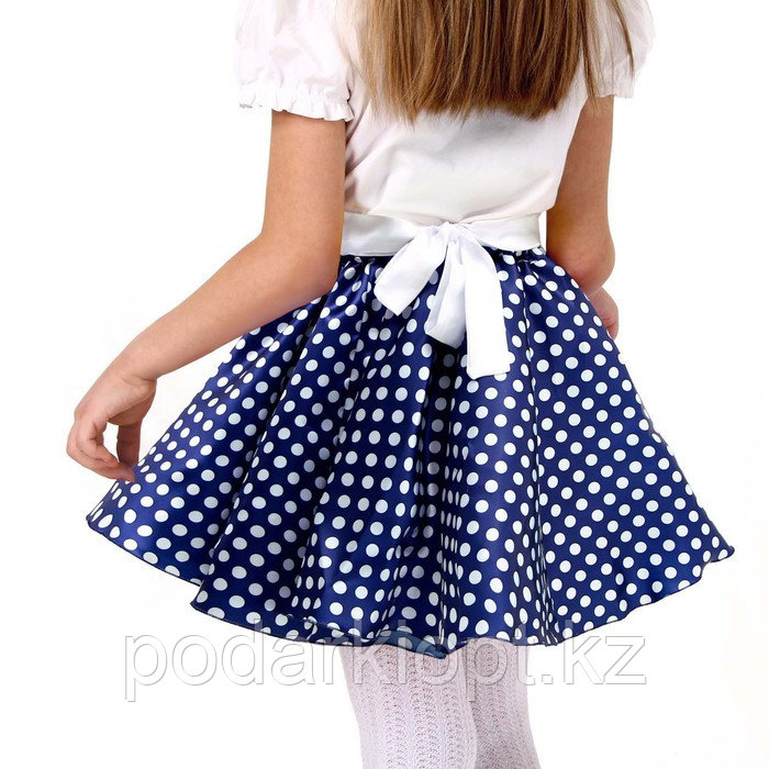 Карнавальный набор «Стиляги 5», юбка синяя в белый горох, пояс, повязка, рост 110-116 см - фото 2 - id-p116492741