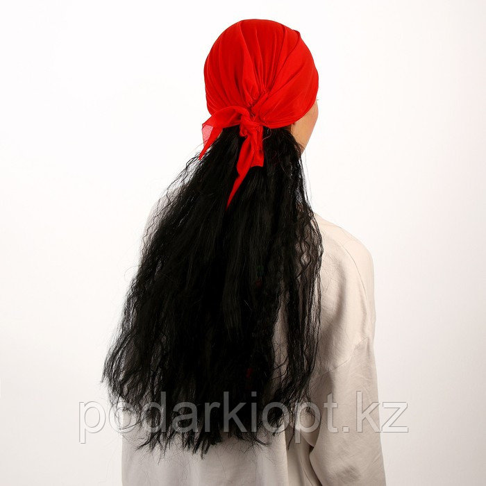 Карнавальный парик «Пиратка в бандане», с косичками, 120 г, цвет чёрный - фото 4 - id-p116256242