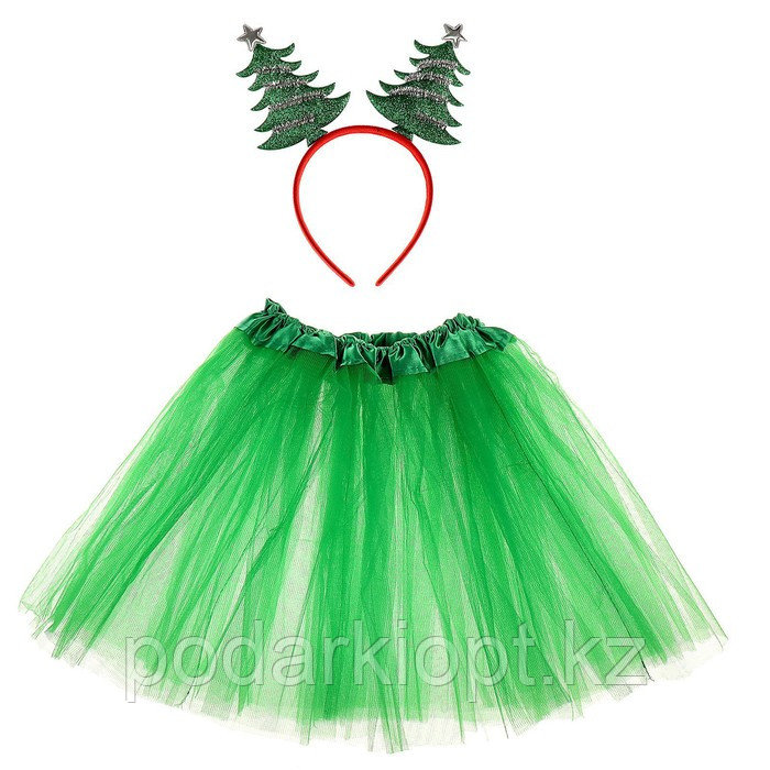 Новогодний карнавальный набор «Красавица-ёлочка», ободок, юбка, на новый год - фото 1 - id-p116492694