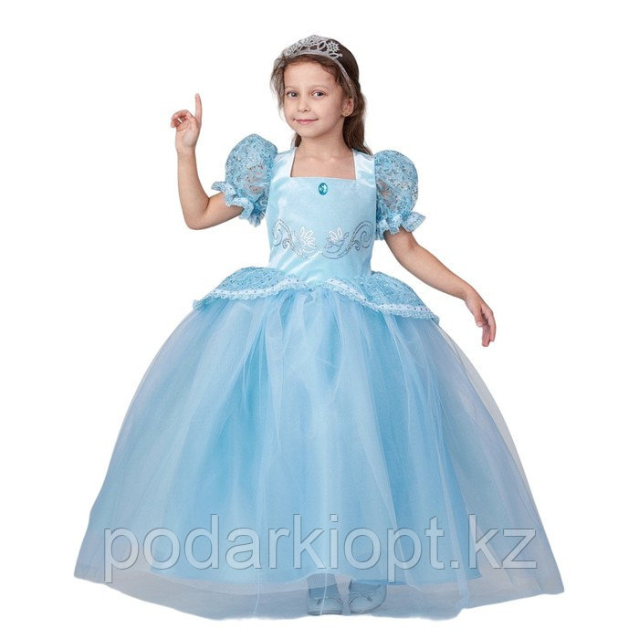 Карнавальный костюм «Принцесса Золушка», голубой, платье, диадема, рост 116 160 см - фото 1 - id-p116492746