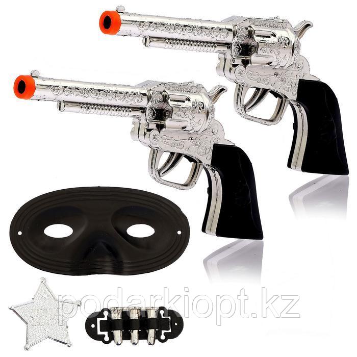 Набор ковбоя «Шериф», 2 пистолета, маска, значок - фото 1 - id-p116187402