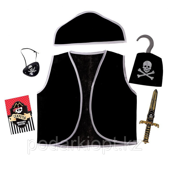 Карнавальный костюм «Пират», 6 предметов: шляпа, жилетка, наглазник, кортик, крюк, кодекс - фото 5 - id-p116492602