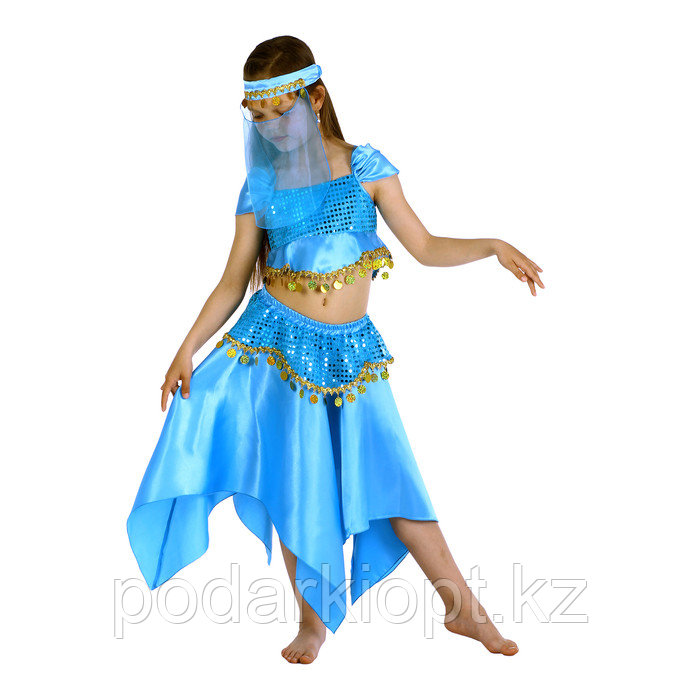 Карнавальный костюм "Восточная красавица. Лейла", повязка, топ, юбка, цвет голубой, р-р 30, рост 110-116 см - фото 2 - id-p116492623