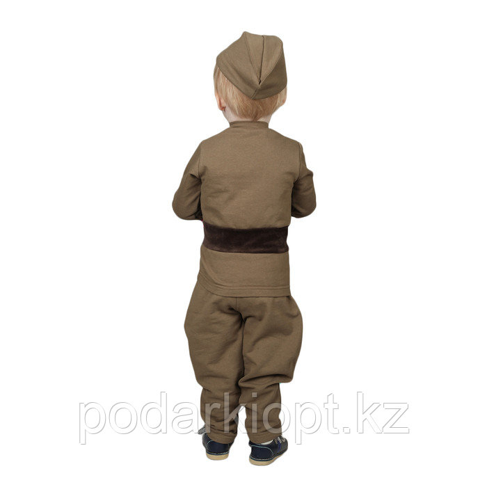 Костюм военного для мальчика: гимнастёрка, галифе, пилотка, трикотаж, хлопок 100%, рост 86 см, 1 2 года - фото 2 - id-p116492628