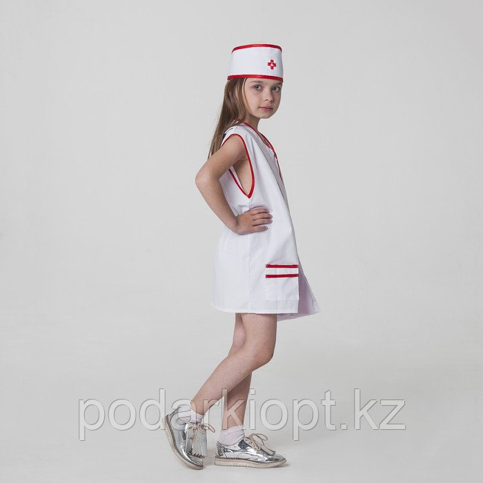 Карнавальный костюм «Медсестра», халат, сумка, повязка на голову, рост 110-122 см, 4-6 лет - фото 2 - id-p116492631