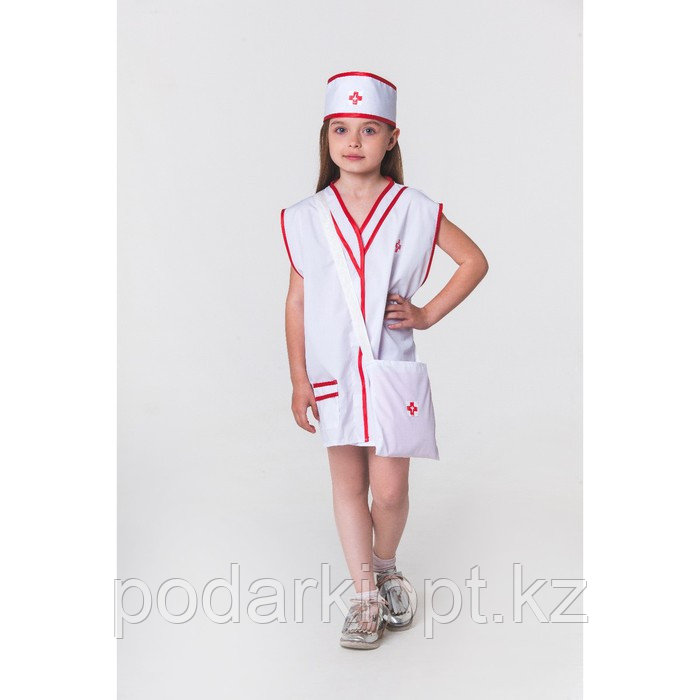Карнавальный костюм «Медсестра», халат, сумка, повязка на голову, рост 110-122 см, 4-6 лет - фото 5 - id-p116492631