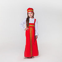 Карнавальный костюм для девочки «Русский народный», сарафан, рубашка, кокошник, 6-7 лет, рост 122-128 см