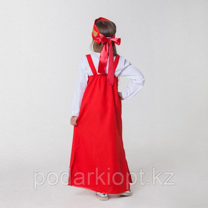 Карнавальный костюм для девочки «Русский народный», сарафан, рубашка, кокошник, 6-7 лет, рост 122-128 см - фото 3 - id-p116492632