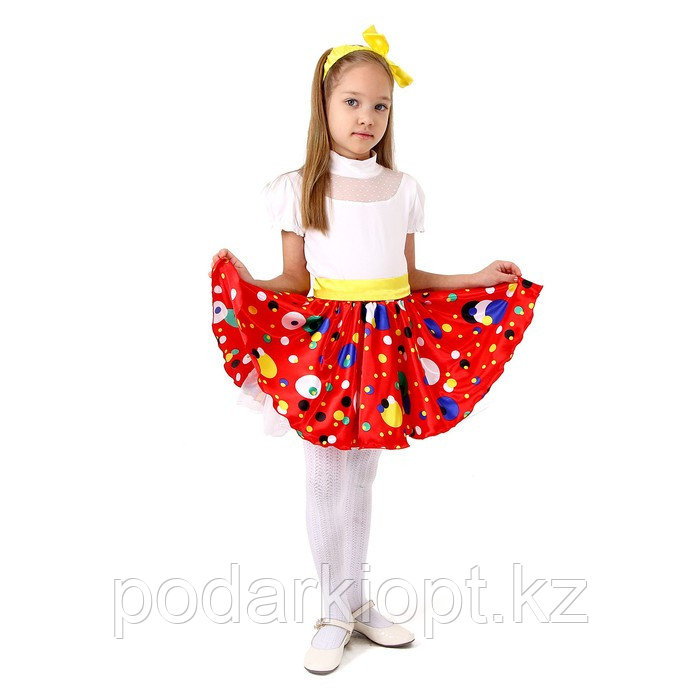 Карнавальная юбка для вечеринки красная в горох, повязка, рост 98-104 см - фото 2 - id-p116492721