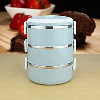 Ланч бокс контейнер для еды 3 секции Four layers бирюзовый