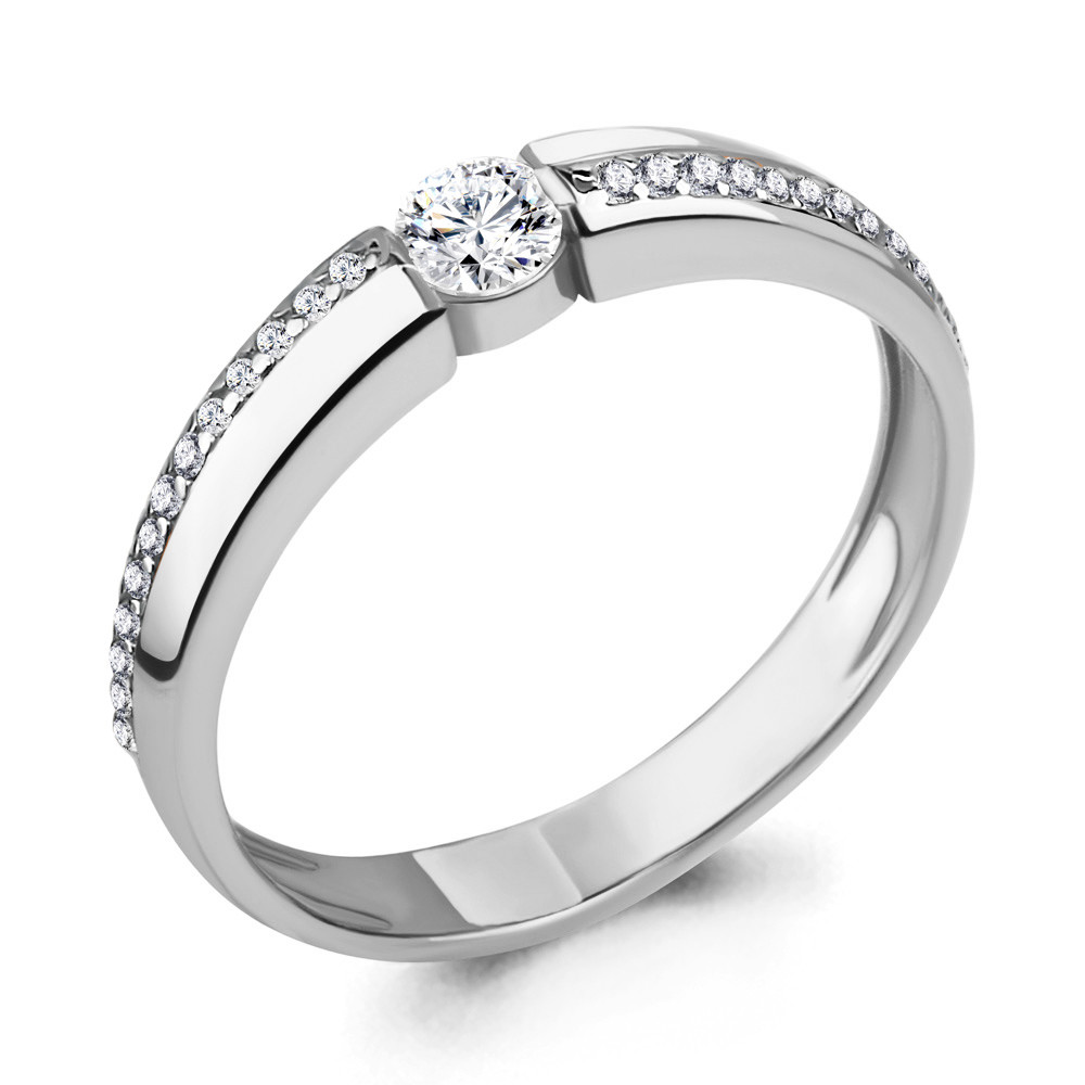 Серебряное кольцо  Фианит Aquamarine 665471А.5 покрыто  родием