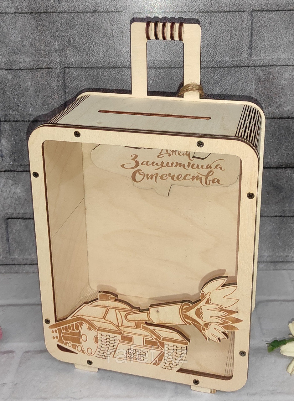 Набор Копилка чемодан Защитнику и деревянный блокнот - фото 6 - id-p116494104
