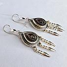 Серьги из серебра с фианитами  N547  вставка эмаль вид капля, национальный,, фото 2