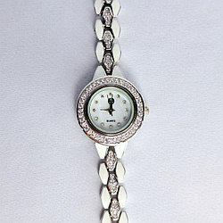 Часы Италия N852 серебро с родием вставка без вставок