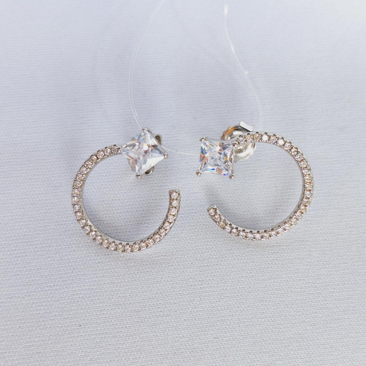 Серьги из серебра с фианитами N853 , продевки, фото 1