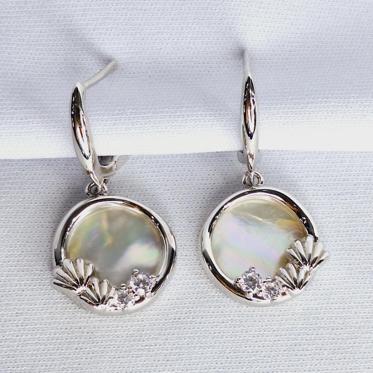 Серьги из серебра с фианитами N887 вид 1, с английским замком, фото 1