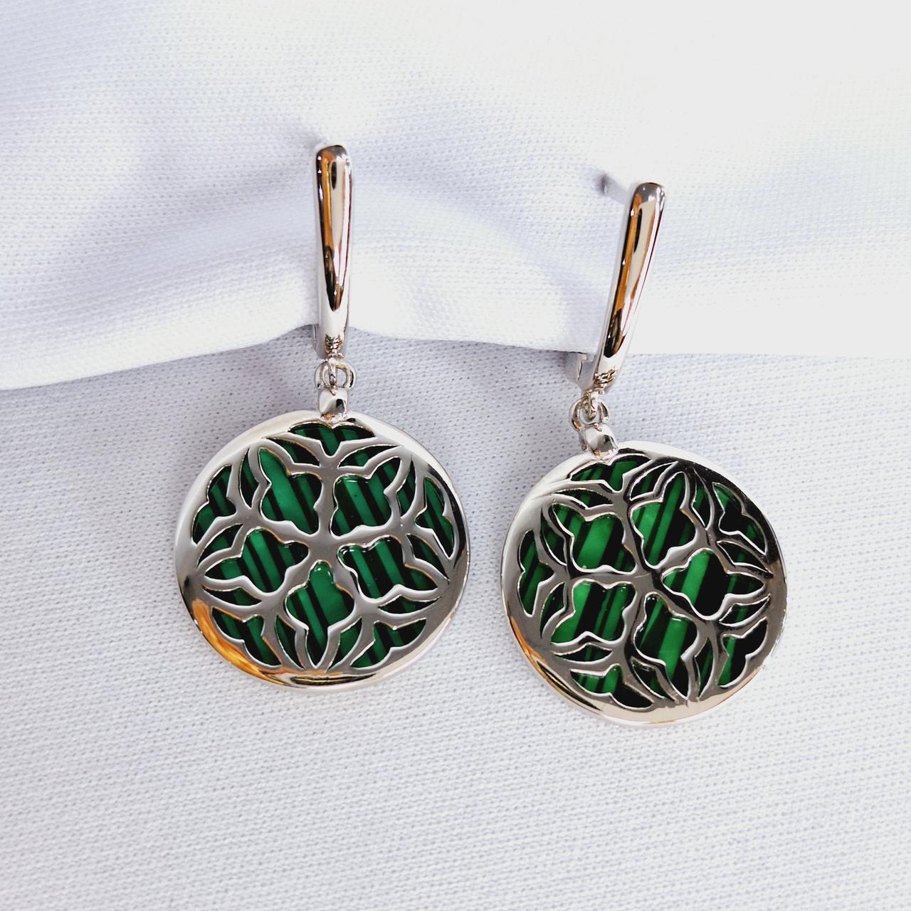 Серьги из серебра с фианитами  N885  вид 1, с английским замком, фото 1