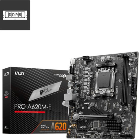 Материнская плата MSI PRO A620M-E AM5 2xDDR5 4xSATA3 RAID M.2 VGA HDMI mATX - фото 1 - id-p116368851