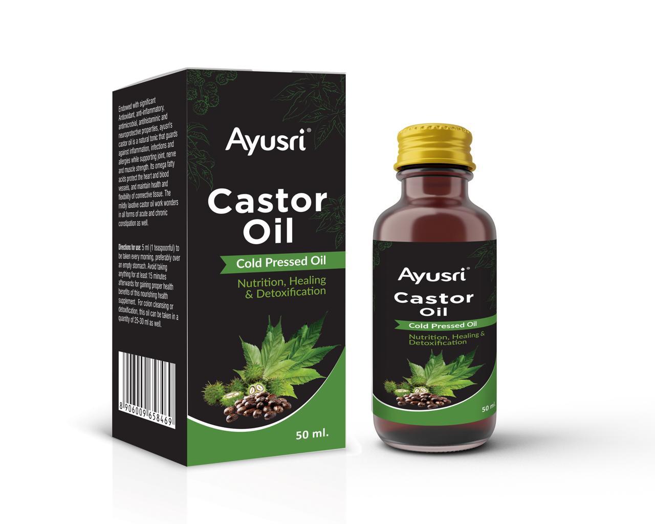 Касторовое масло холодного отжима 50 мл,  Castor Oil AYUSRI