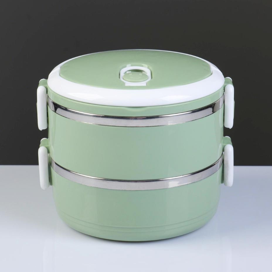 Термоконтейнер Ланч бокс для еды 2 секции Four layers зеленый, фото 1