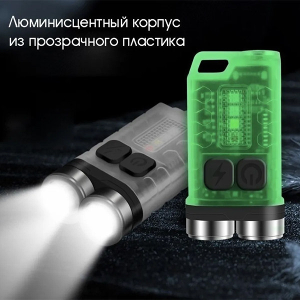 Фонарь-брелок, 7в1 режимов, USB с магнитом - фото 2 - id-p116498031
