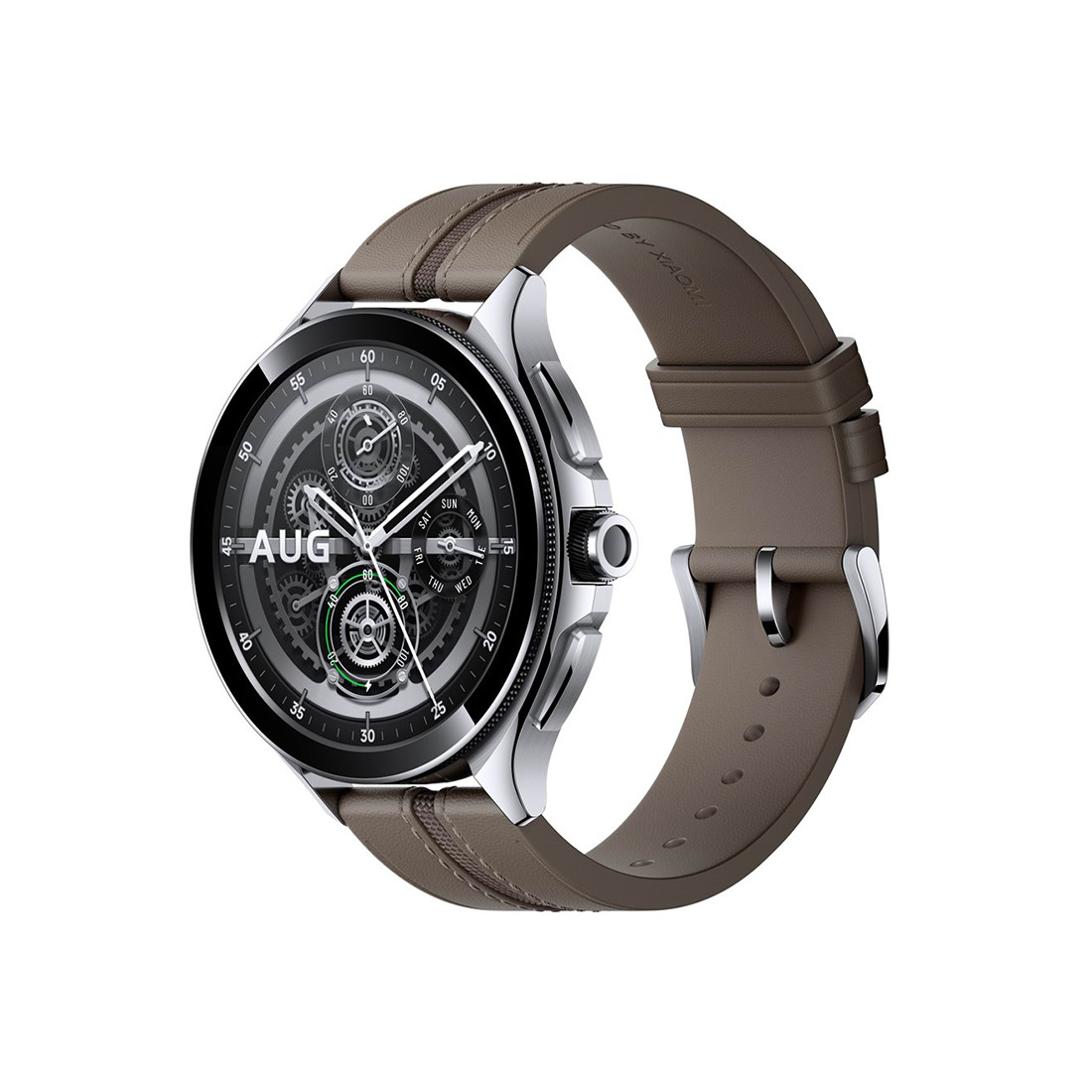 Смарт-часы Xiaomi Watch 2 Pro-Bluetooth в серебристом корпусе с кожаным ремешком, цвет - коричневый. - фото 1 - id-p116495282