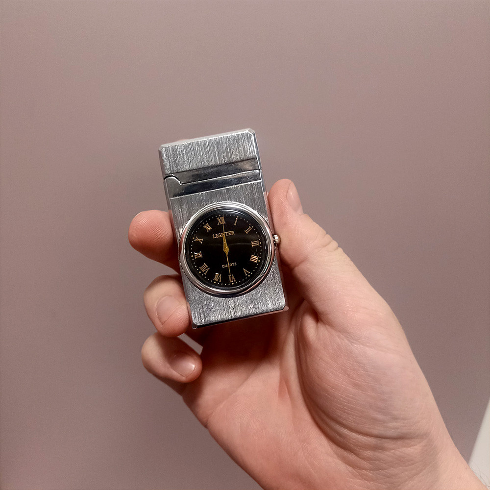 Часы зажигалка в подарочной упаковке серебренный - фото 3 - id-p116498266