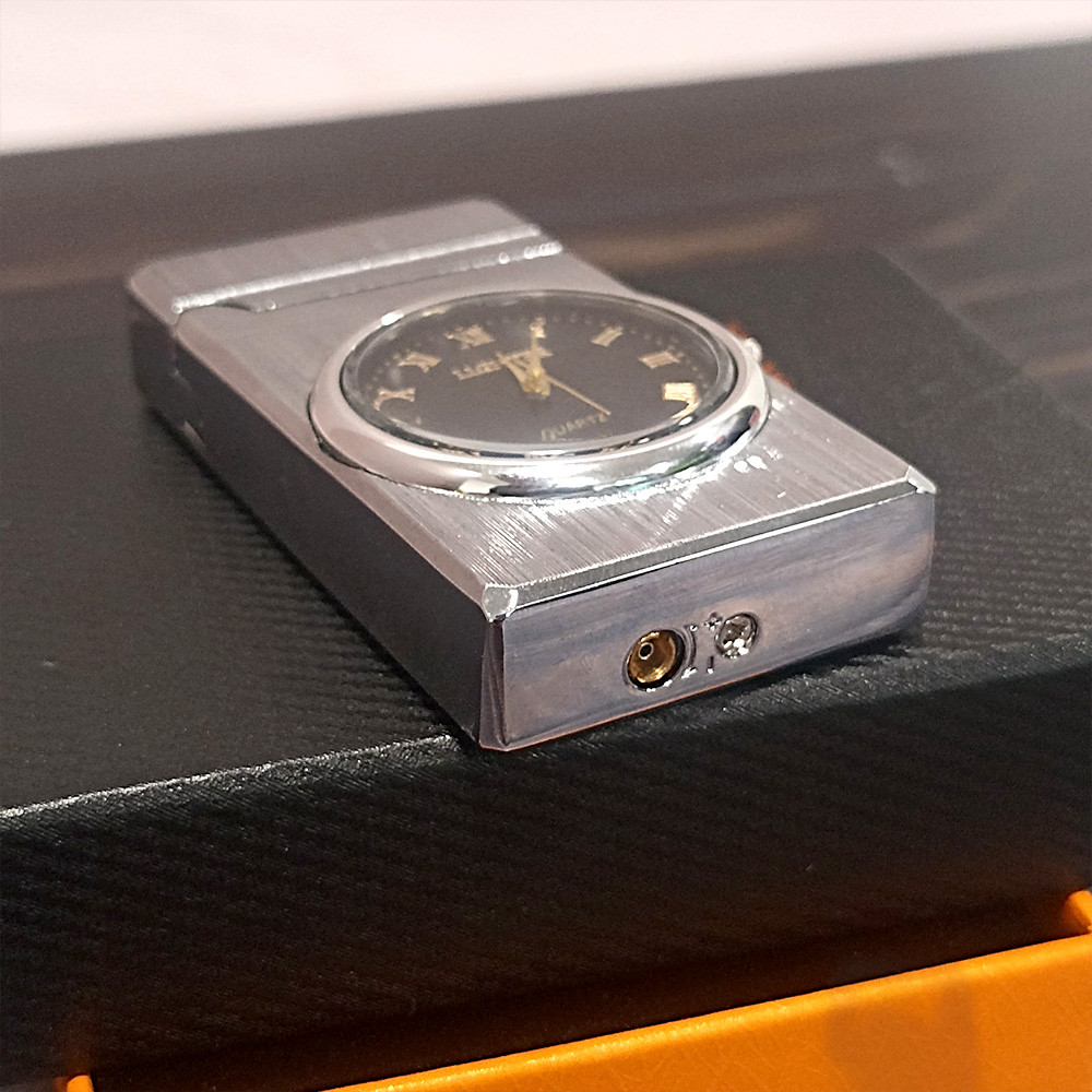Часы зажигалка в подарочной упаковке серебренный - фото 5 - id-p116498266