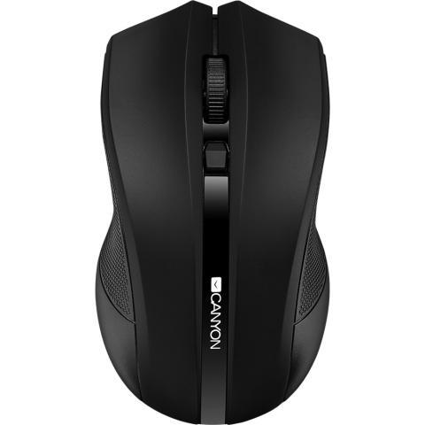 CANYON 2.4GHz wireless Optical Mouse with 4 buttons, DPI 800/1200/1600, Black, 122*69*40mm, 0.067kg - фото 1 - id-p116498763