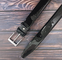 Ремень мужской лакированный черный