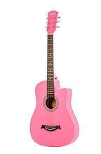Акустическая гитара, с вырезом, розовая, Fante FT-D38-PNK-CAP