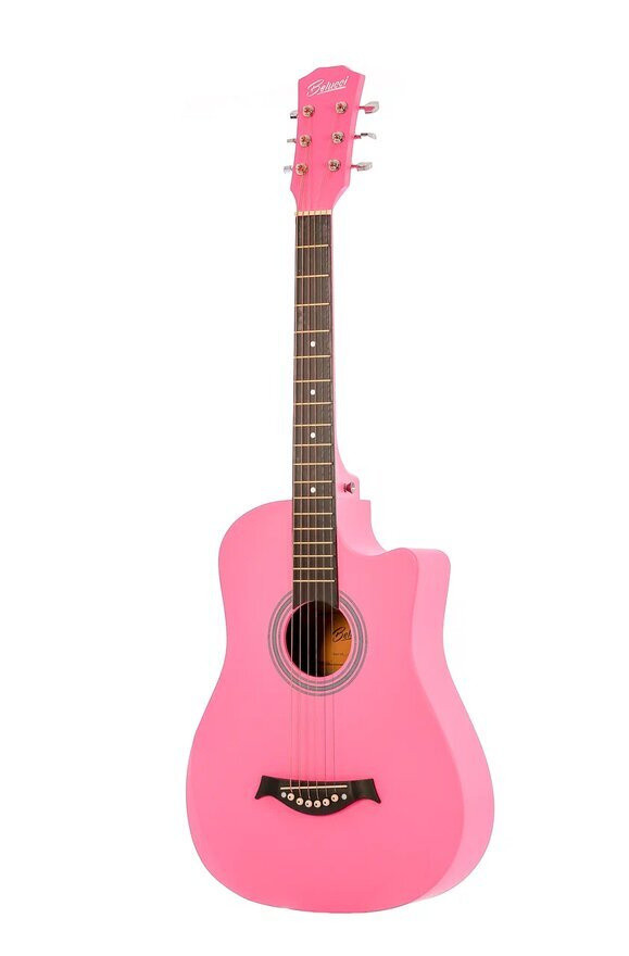 Акустическая гитара, с вырезом, розовая, Fante FT-D38-PNK-CAP - фото 1 - id-p116499412