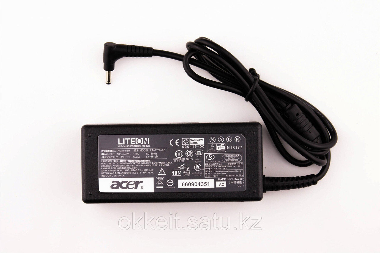 Зарядное устройство для ноутбука Acer 19V 3.42A (65W) 3.0×1.1мм - фото 1 - id-p116499850
