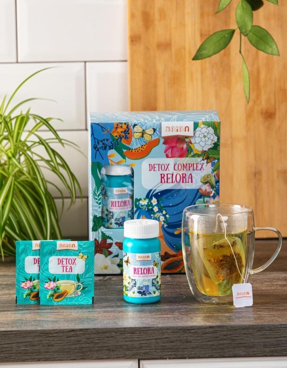 Detox complex Relora для похудения ( 60 капсул + 30 пакетиков чая )