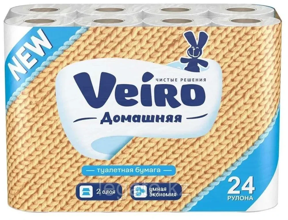 Туалетная бумага VIERO Домашняя 2х-сл 24рул/упак 3упак/меш
