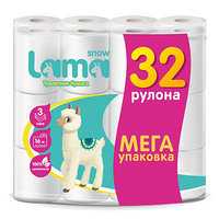 Туалетная бумага Snow Lama 3сл белая (32 рул/упак)