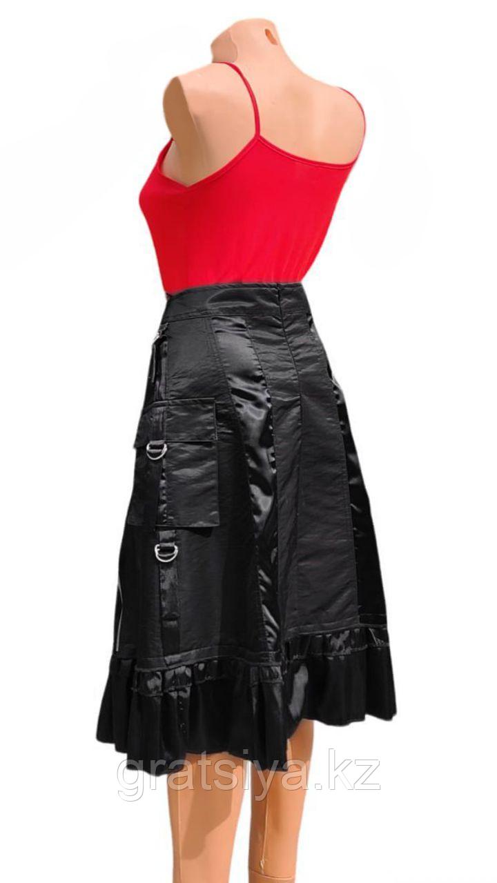 Красивая Черная юбка на высокой талии с воланом на подоле - фото 5 - id-p116508672