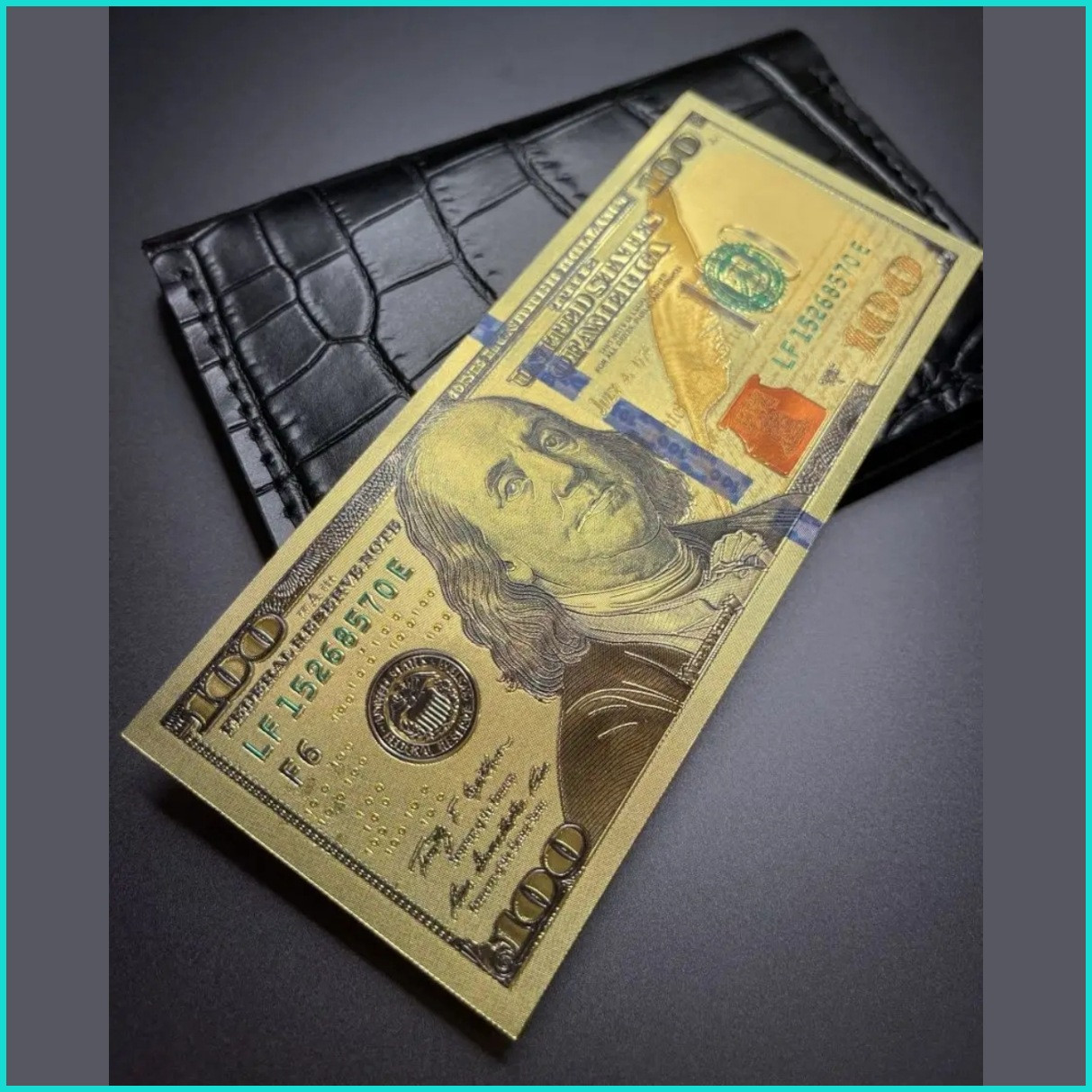 Сувенирная банкнота 100 долларов (позолоченная), фото 1