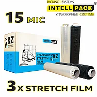 Стрейч пленка ручная 3 слойная 15 мкр, упаковочная стретч лента INTELLPACK STANDART STRETCH