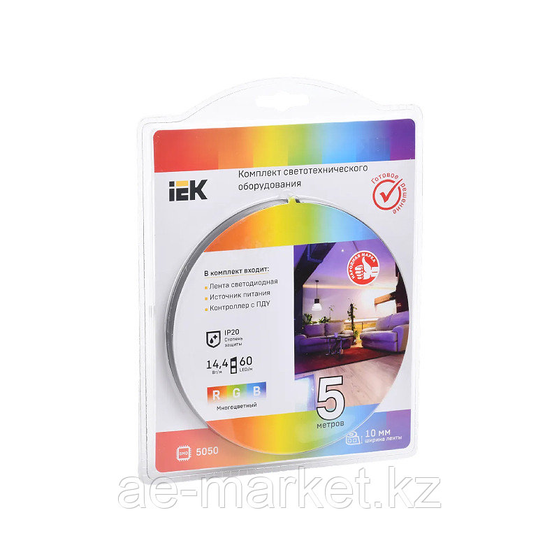 Светодиодная лента "Сделай сам" LED 5м LSR-5050RGB60-14,4-IP20-12В+драйвер+контр IEK - фото 2 - id-p110482361