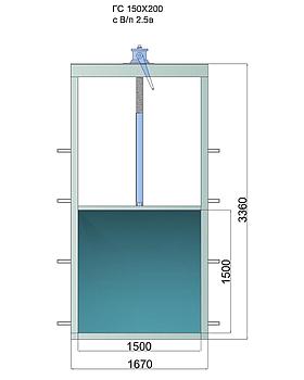 Гидрозатвор глубинный ГС 150х200, с винтоподъёмником 2.5в