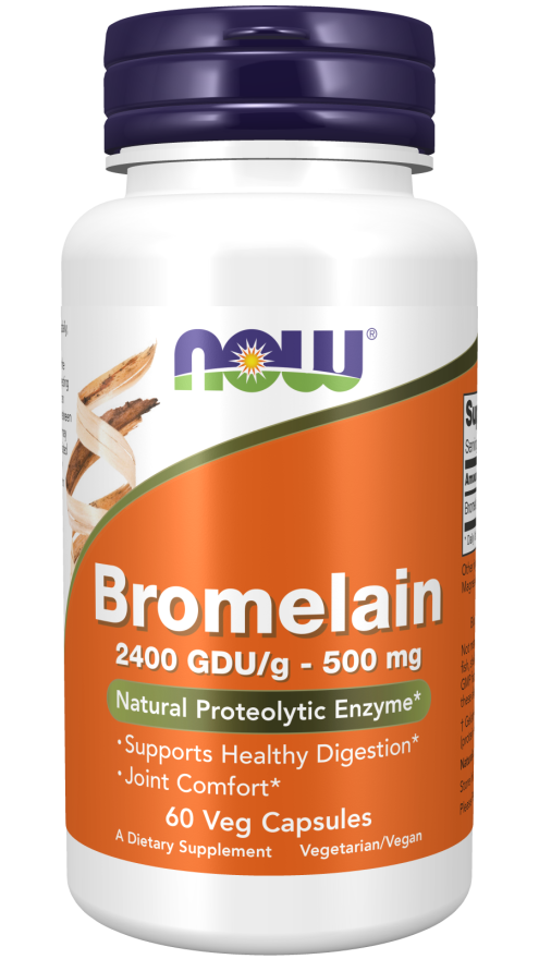 Bromelain 2400 GDU/g-500 mg, 60 veg.caps, NOW - фото 1 - id-p116514951