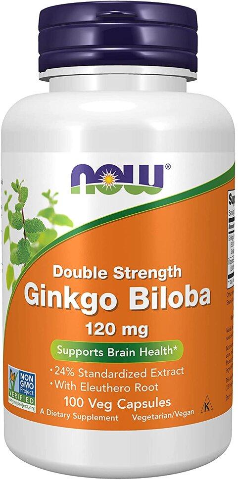 Ginkgo Biloba 120 mg, 100 veg.caps, NOW - фото 1 - id-p116514956